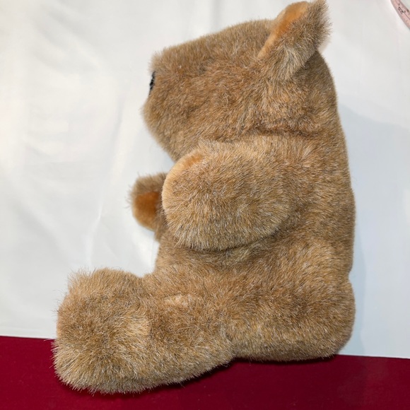 Gund brown fuzzy Bear 1982 vintage SOFT PLUSH sitting 10” tall black nose & eyes - Picture 4 of 13